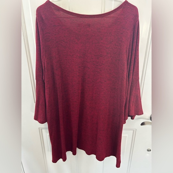 Women's 1X Red Flutter Sleeve Sweater - Picture 7 of 7
